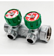 Коллектор хромированный регулирующий 2 вых., ф 3/4х1/2 пл. "Zeissler"