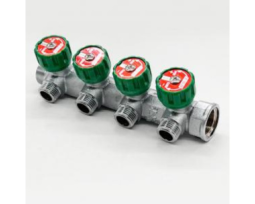 Коллектор хромированный регулирующий 4 вых., ф 3/4х1/2 пл. "Zeissler" купить с доставкой