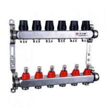 Коллекторная группа с расходомерами 1", 8 хода, нерж, без кранов , Tim