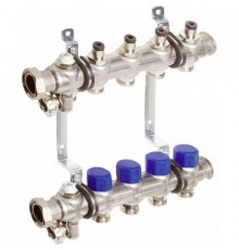Коллекторная группа с вентилями 5 к. Нерж. сталь  ф 1х3/4"   ELSEN
