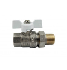 Кран шаровой прямой с "американкой",бабоч.белая НИКЕЛЬ ф1 1/4" В.Н.Tim
