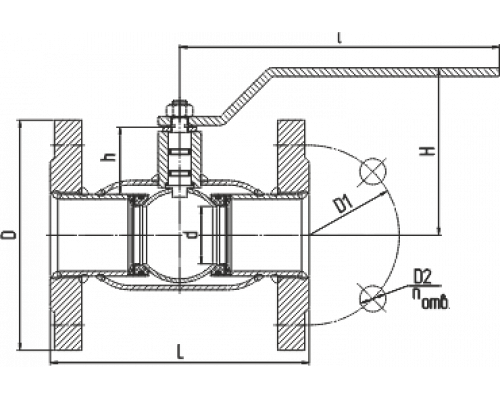 Кран шаровой, стандартнопроходной, Фланцевый рычаг, LD, DN 150мм PN 16 купить с доставкой