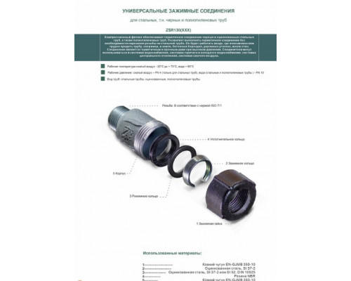 Муфта обжимная из ковкого чугуна, 19,7-21,8 мм Ду15х1/2 Н. Р. Zeissler купить с доставкой