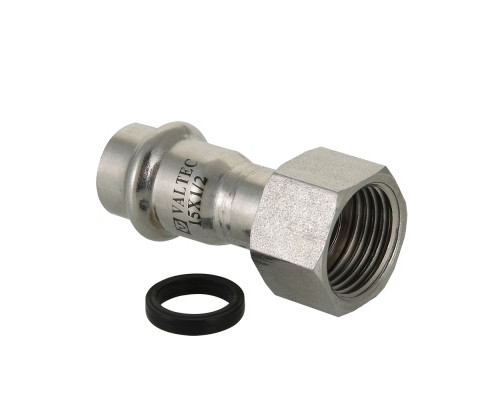 Муфта с накидной гайкой пресс нержавейка VTi.908, VALTEC ф 15х1/2" купить с доставкой