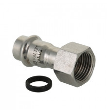 Муфта с накидной гайкой  пресс нержавейка VTi.908, VALTEC ф 18х1/2"