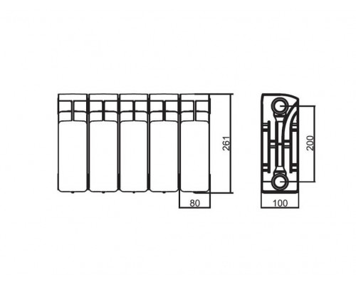 Радиатор биметалл Rifar BASE VENTIL VR 200 x3/4", 5 секции 500вт купить с доставкой