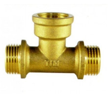 Тройник латунный Tim наруж/внут/наруж. резьба 1/2"х1/2"х1/2"