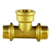 Тройник латунный Tim наруж/внут/наруж. резьба 1/2"х1/2"х1/2"